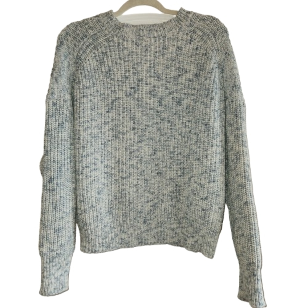 J. Crew Light Blue & White Marled Women's Sweater Size L Warm Lagenlook Comfort - Picture 2 of 14